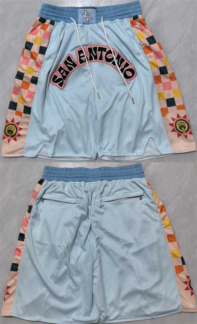 Men%27s San Antonio Spurs Light Blue City Edition Shorts (Run Small)->chicago bulls->NBA Jersey